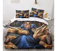 LENTLY Anne Stokes 3D Printed Duvet Cover Set Brushed Microfibre Soft Quilt Covers Easy Care Hotel Quality Bedding Sets with Pillowcase 3 Piece Set Double（200x200cm）
