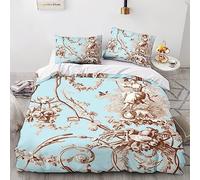 LENTLY Motif of Toile De Jouy 3D Comforter Cover Set for Duvet Cover Bedding Set Bedspread Cover with Pillow Shams Microfiber Bed Cover Zipper 3 Piece Set Quilt Cover King(220x240cm)