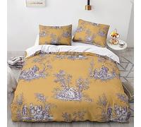 LENTLY Motif of Toile De Jouy 3D Comforter Cover Set for Kids Boys Duvet Cover 3 Piece Set Youth Teens Bedding Set Quilt Cover with Zipper Closure Soft Microfiber Double(200x200cm)
