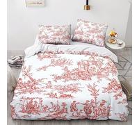 LENTLY Motif of Toile De Jouy Bedding Set Boys Girls 3D Printed Duvet Cover Sets Kids,Hidden Zipper,Bed Cover,with Pillowcase Quilt Cover King(220x240cm)