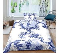 LENTLY Motif of Toile De Jouy Duvet Cover Microfiber Bedding Set, 3D Print Duvet Quilt Cover&Pillowcase, With Zipper Closure, Soft Duvet Cover for Men Woman Kids 2 Piece Set Single(135x200cm)