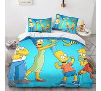 LENTLY The SimpsonsDuvet Cover Set 3D Bedding Set Decorative Microfiber Polyester Comforter Cover with Pillow Shams, Zipper, 3 Piece Set Quilt Cover Double(200x200cm)