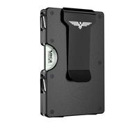 Lenvoten Minimalist Wallet for Men, Metal Wallet with Money Clip, Slim Compact Wallet, RFID Blocking Card Holder, Metal Aluminum Credit Card Holder, Holds up to 20 Cards, S1-Matte Black, Aerospace