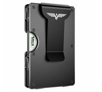Lenvoten Minimalist Wallet for Men, Metal Wallet with Money Clip, Slim Compact Wallet, RFID Blocking Card Holder, Metal Aluminum Credit Card Holder, Holds up to 20 Cards, S1-Matte Black, Aerospace