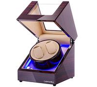 Lenway Double Watch Winder Super Quiet，Automatic Watch Winder Four Rotation Modes，Battery Operated or Ac，with Led Light，Watch Winder for Rolex，High-End Piano Paint Baking Process 2 Watch Winder case,