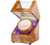 Lenway Watch Winders for Automatic Watches Watch Winder Wooden Storage Case with RGB Colorful Light Display Box for Men's or Ladies', Rosewood-Watch Winder