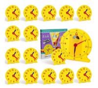 Lenwen 16 Pcs Teaching Clock Kit for Kids 24 Hours Learn to Tell Time Classroom Clocks for Students Analog Clocks Teaching Time Resources Learning Teacher Classroom Supplies
