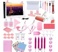 Lenxnmy 158pcs All-Inclusive Diamond Painting Tool Set Diamond Art Accessories Kit with A4 Diamond Painting Light Pad,Diamond Art Sealer Glue,Diamond Correction,Pens Storage Box for DIY Craft