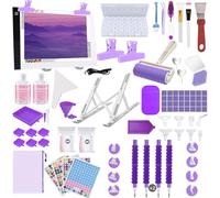 Lenxnmy 161pcs All-Inclusive Diamond Painting Tool Set Diamond Art Accessories Kit with A4 Diamond Painting Light Pad,Diamond Art Sealer Glue,Diamond Correction,Pens Storage Box for DIY Craft