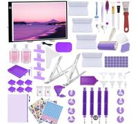 Lenxnmy 247pcs All-Inclusive Diamond Painting Tool Set Diamond Art Accessories Kit with A3 Diamond Painting Light Pad,Diamond Art Sealer Glue,Diamond Correction,Pens Storage Box for DIY Craft