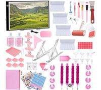 Lenxnmy 247pcs All-Inclusive Diamond Painting Tool Set Diamond Art Accessories Kit with A3 Diamond Painting Light Pad,Diamond Art Sealer Glue,Diamond Correction,Pens Storage Box for DIY Craft
