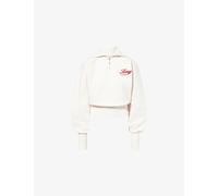 Leny Womens Leny 90's Cropped Quarter-Zip Cotton-Blend Jumper Pearl XS