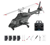 LenyKingPro A61 1:52 Little Wolf Helicopter, 2.4G Remote Control, 4-Channel Single-Rotor Aileron-Free RTF Model, Constant Altitude Lightflow Positioning (Red & Black/4 Battery)