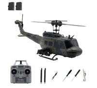 LenyKingPro C032 UH-1 RC Helicopter, 6-Channel Flybarless, Optical Flow Positioning, One-Key 3D Inverted Flight, 2.4G Remote Control Brushless Motor, 13min Flight Time, Camouflage Green (2 Battery)