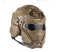 LenyKingPro Future Punk Helmet Mask with Anti-Fog Fan Interchangeable Lenses Communication Headset for Cosplay Halloween (HL-99Tan)
