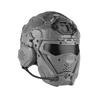LenyKingPro Future Punk Helmet Mask with Anti-Fog Fan Interchangeable Lenses Communication Headset for Cosplay Halloween (HL-101Grey)