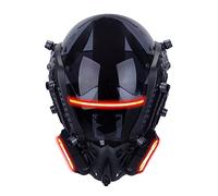 LenyKingPro Future Punk Tech Mask with Red LED Lights Adjustable Cosplay Prop for Halloween Party Masquerade (Red)