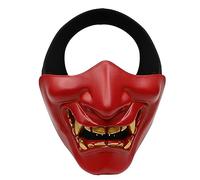 LenyKingPro Japanese Hannya Half Face Mask Lightweight Costume Prop for Halloween Parties and Cosplay Events (Red)