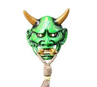 LenyKingPro Japanese Hannya Mask with Dramatic Fangs Hand Painted Resin Collectible for Theater Performance and Costume Events (Green)