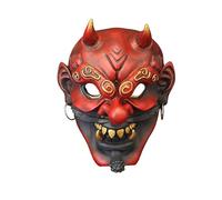 LenyKingPro Japanese Mask Hand Painted Resin Collectible with Long Nose Design for Theater Performance and Cultural Events (Red)