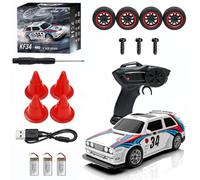 LenyKingPro KF34 1:43 Scale 4WD Drift RC Car, 2.4GHz High-Speed Remote Control Car Toy with Interchangeable Tires, Light Control & Detachable Body for Kids and Adults, 3 Battery