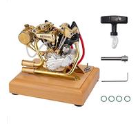 LenyKingPro R29 Matte Black V-Twin Motorcycle Engine Model - 4.2CC 4-Stroke Gasoline Engine with Wood Base, Ready to Run Collector's Edition