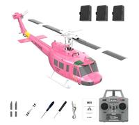 LenyKingPro RC ERA C032 UH-1 RC Helicopter Model, Flybarless with Altitude Hold & Optical Flow Positioning, 6CH Gyro Stabilized Brushless Motor, 13 Minutes Flight Time (Pink/3 Battery)