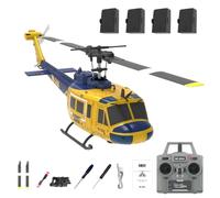 LenyKingPro RC ERA C032 UH-1 RC Helicopter Model, Flybarless with Altitude Hold & Optical Flow Positioning, 6CH Gyro Stabilized Brushless Motor, 13 Minutes Flight Time (Yellow&Blue/4 Battery)