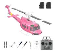 LenyKingPro RC ERA C032 UH-1 RC Helicopter Model, Flybarless with Altitude Hold & Optical Flow Positioning, 6CH Gyro Stabilized Brushless Motor, 13 Minutes Flight Time (Pink/2 Battery)