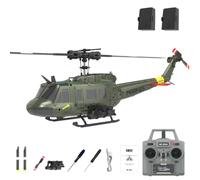 LenyKingPro RC ERA C032 UH-1 RC Helicopter Model, Flybarless with Altitude Hold & Optical Flow Positioning, 6CH Gyro Stabilized Brushless Motor, 13 Minutes Flight Time (Green/2 Battery)