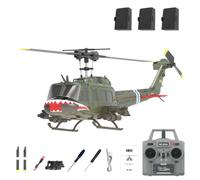 LenyKingPro RC ERA C032 UH-1 RC Helicopter Model, Flybarless with Altitude Hold & Optical Flow Positioning, 6CH Gyro Stabilized Brushless Motor, 13 Minutes Flight Time (Shark Mouth/3 Battery)