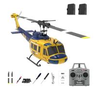 LenyKingPro RC ERA C032 UH-1 RC Helicopter Model, Flybarless with Altitude Hold & Optical Flow Positioning, 6CH Gyro Stabilized Brushless Motor, 13 Minutes Flight Time (Yellow&Blue/2 Battery)