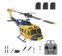 LenyKingPro RC ERA C032 UH-1 RC Helicopter Model, Flybarless with Altitude Hold & Optical Flow Positioning, 6CH Gyro Stabilized Brushless Motor, 13 Minutes Flight Time (Yellow&Blue/3 Battery)