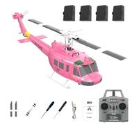 LenyKingPro RC ERA C032 UH-1 RC Helicopter Model, Flybarless with Altitude Hold & Optical Flow Positioning, 6CH Gyro Stabilized Brushless Motor, 13 Minutes Flight Time (Pink/4 Battery)