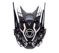 LenyKingPro Rechargeable Future Punk Mask with LED Lights Adjustable Cosplay Prop for Halloween Parties Masquerade (White)