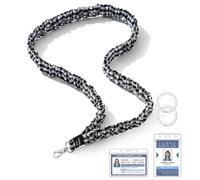 LENYNAL Scrunchies Lanyards for Id Badges and Keys, Stretchy Checkered Teacher Lanyard for Women Nurses or Cruise Cute Retractable Lanyard Neck