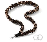 LENYNAL Scrunchies Lanyards for Id Badges and Keys, Stretchy Teacher Lanyard with ID Holder for Women Cruise Ship Cute Retractable Lanyard Neck Leopard