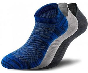 Lenz Performance Sneaker Tech Socks, black/grey/blue, size 43-46