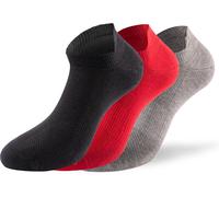 Lenz Performance Sneaker Tech Socks, black/grey/red, size 35-38