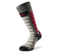 Lenz Skiing Kids 1.0 Wintersport Kinder Socken Ski Snowboard Knie Strümpfe Merino Wolle, 121, Farbe Grau Pink, Größe 23-26