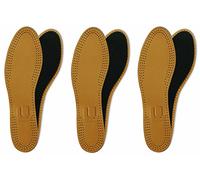Lenzen 3 Pairs Genuine Leather Shoe Insoles with Activated Carbon I Shoe Insole with Odour Control I Breathable (42 EU / 8 UK Men)