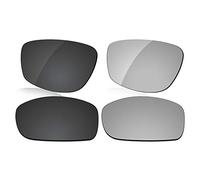 LenzReborn Polarized Lens Replacement for Oakley Fives Squared Sunglass - Dark Black+Silver Grey