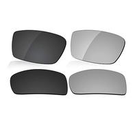 LenzReborn Polarized Lens Replacement for Oakley Gascan OO9014 Sunglass - Dark Black+Silver Grey