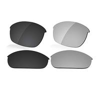 LenzReborn Polarized Lens Replacement for Oakley Half Jacket 2.0 OO9144 Sunglass - Dark Black+Silver Grey
