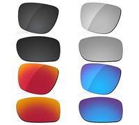LenzReborn Polarized Lens Replacement for Oakley Holbrook Metal OO4123 Sunglass - Dark Black+Silver Grey+Fire Red+Ice Blue