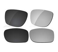 LenzReborn Polarized Lens Replacement for Oakley Inmate Sunglass - Dark Black+Silver Grey
