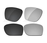 LenzReborn Polarized Lens Replacement for Oakley Sylas OO9448 Sunglass - Dark Black+Silver Grey