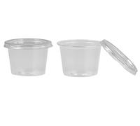 LEO 25pcs 4oz Clear Plastic Reuseable Small Container Pots with Lids Round | Deli Pots | Perfect for Food Prep, Dips/Salads,Cereal | Storage | Takeaways,
