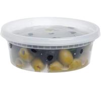 LEO 25pcs 8oz -Clear Reusable Recyclable Food Containers - Sleek Lightweight Food Storage Containers with Lids - Tupperware Sets for Office Workers, Children's Lunch, and Kitchen storage.