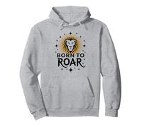 Leo Birthday Born to Roar Women's Zodiac Gift Pullover Hoodie, Adult Unisex, Heather Grey, L